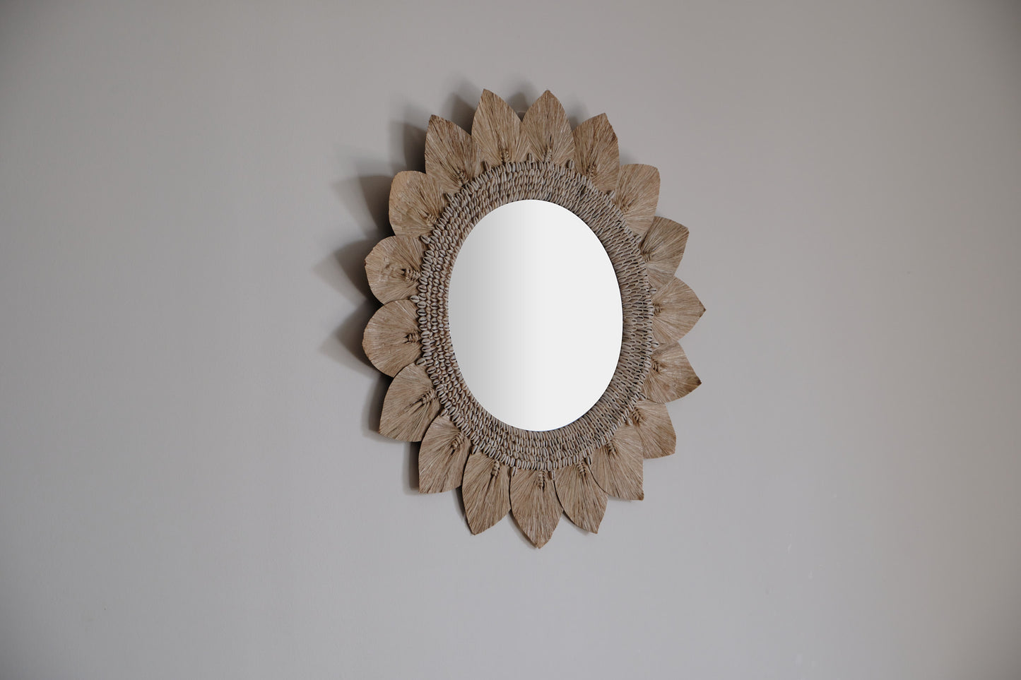 Bohemian Seagrass and Shells Sunburst Mirror