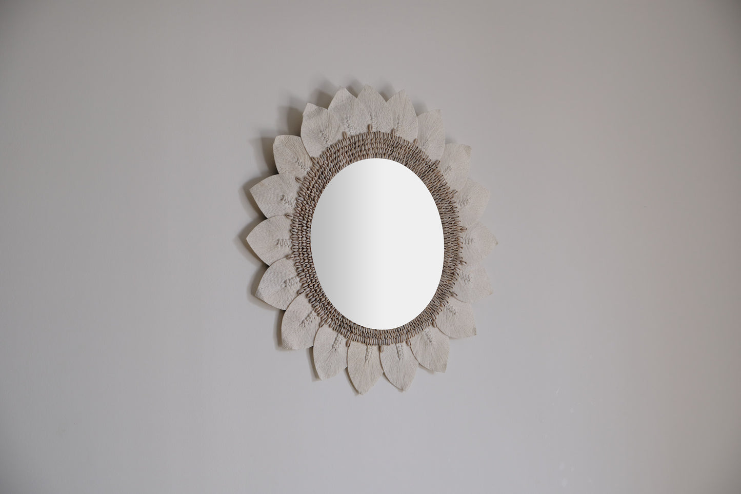 Bohemian Seagrass and Shells Sunburst Mirror