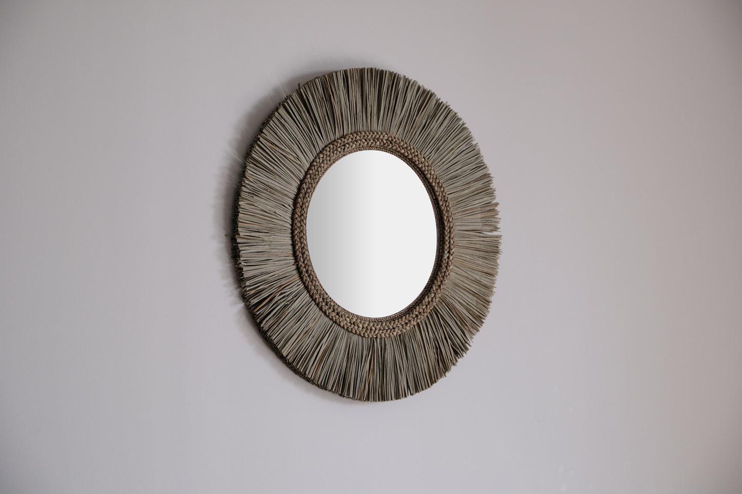 Boho Seagrass Round Mirror