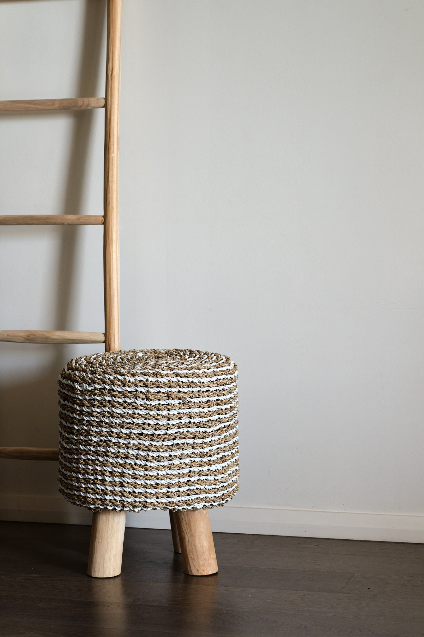 Crafted Oval Raffia Ottoman