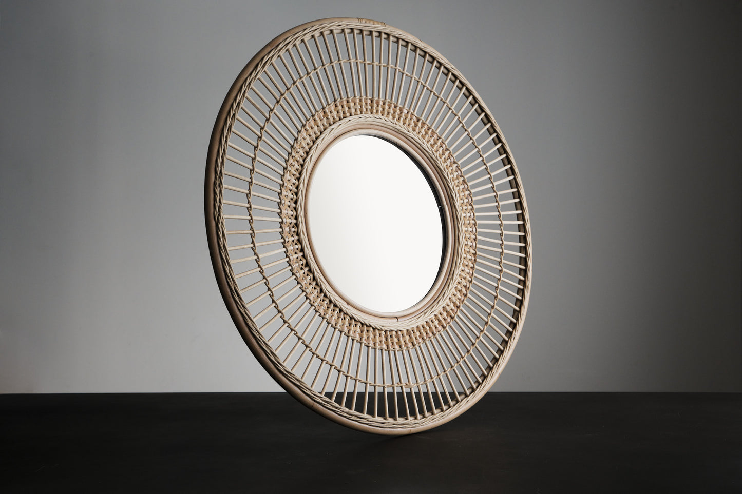 Natural Rattan Round Wall Mirror