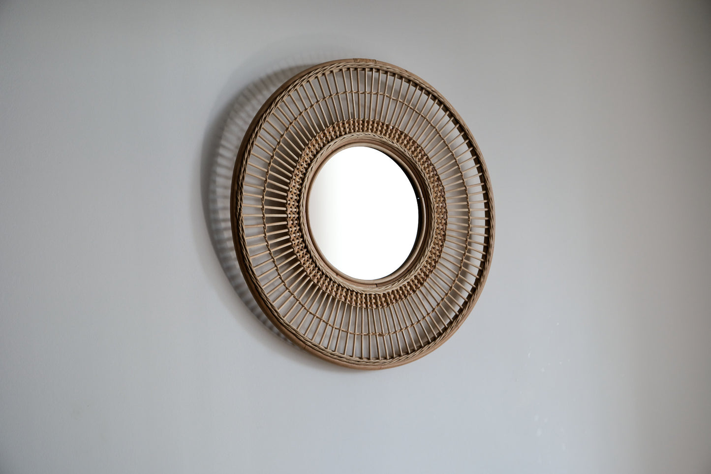 Natural Rattan Round Wall Mirror