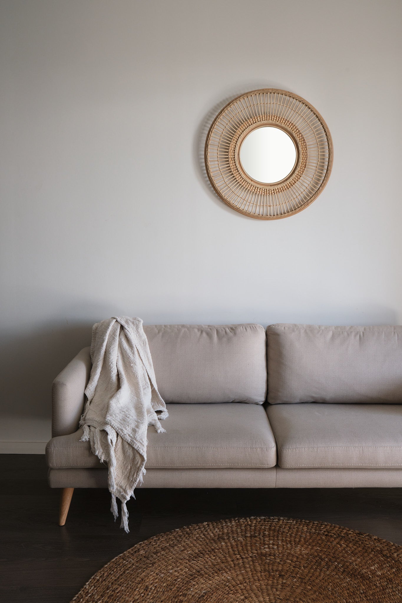 Natural Rattan Round Wall Mirror