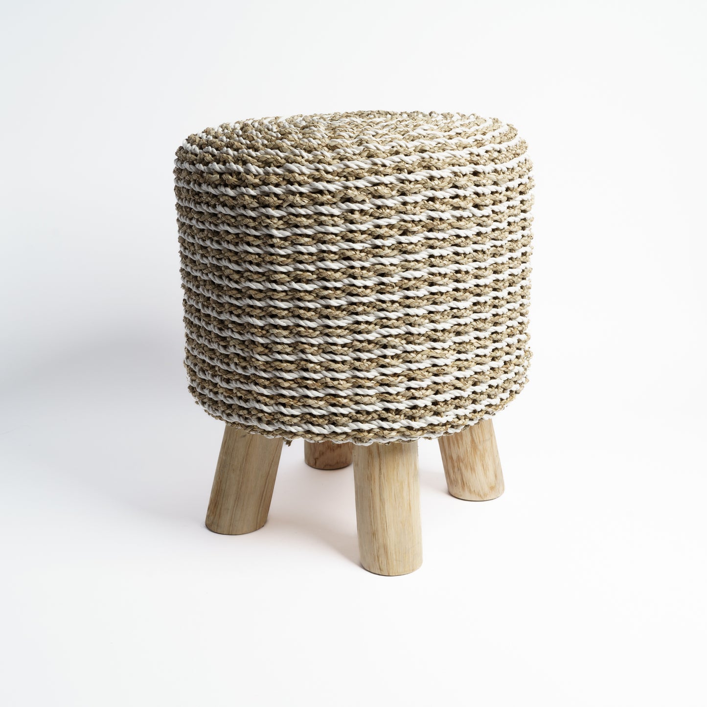 Crafted Oval Raffia Ottoman